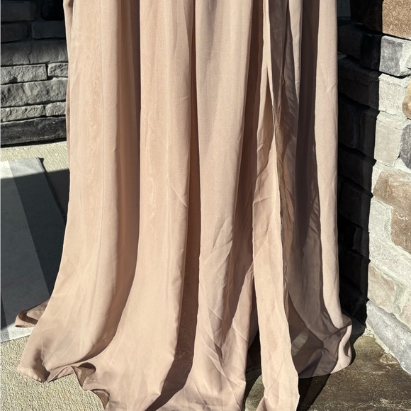 Elegant Tan Halter Maxi Dress - Picture 3 of 7